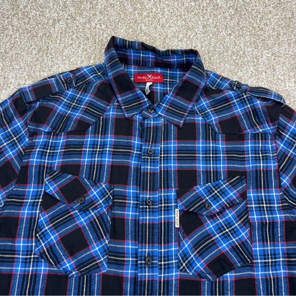 Marc Ecko Blue and Black Casual Button Down Shirt Men’s Size XL Short Sleeve - Picture 3 of 13